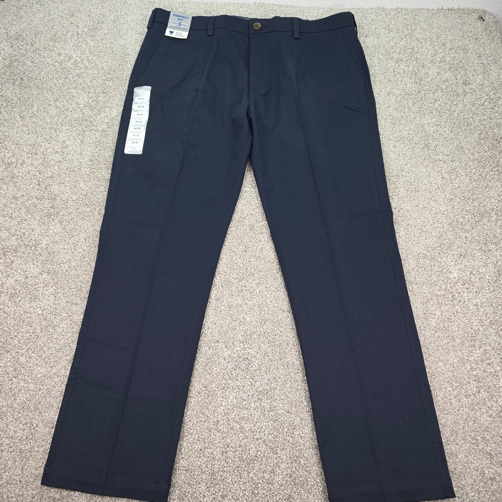 Haggar Premium Comfort Khaki Slim Fit Pants 38x30 Dark Navy HC80453 NWT